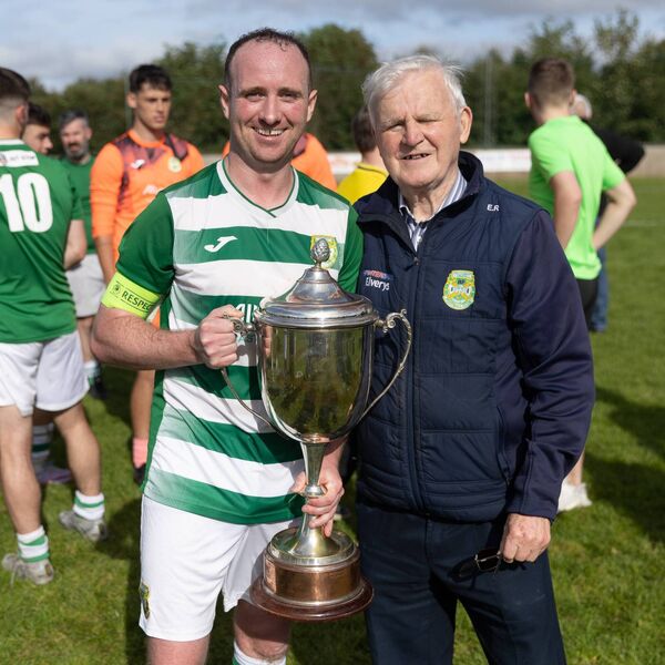 Castlebar Captain Ioseph O’Reilly and club president Joe Redmond picture with the Tom Kelly Cup. Picture: Ryan Gallagher Castlebar Captain Ioseph O’Reilly and club president Joe Redmond picture with the Tom Kelly Cup. Picture: Ryan Gallagher