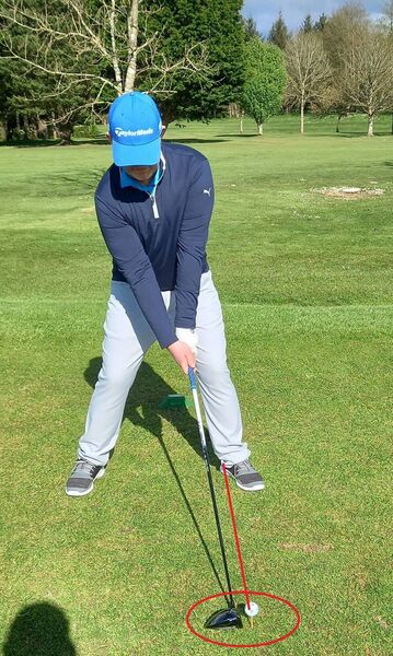 Pic 2: The player to move the ball up in their stance i.e. opposite their lead heel, and to tee the ball a little higher Pic 2: The player to move the ball up in their stance i.e. opposite their lead heel, and to tee the ball a little higher