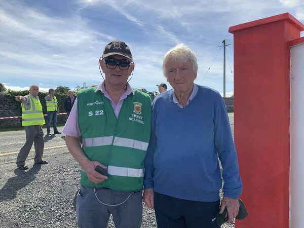 Peter Collins and Jimmy Lally pictured at a recent senior club championship match in Clogher. Pic by Tom Quinn.