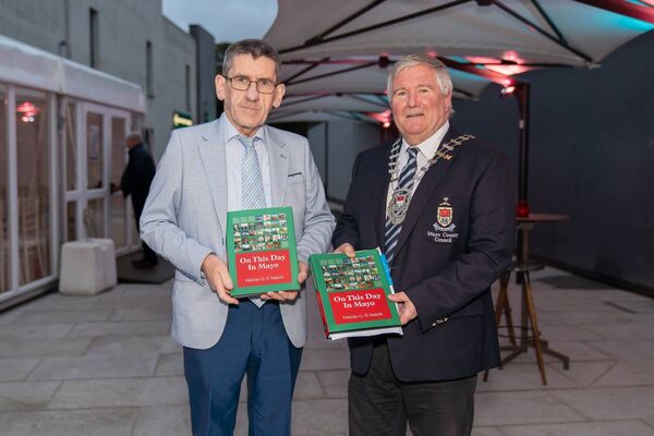 Máirtín Ó Maicín with Cathaoirleach of Mayo County Council, Cllr Michael Loftus at the Wild Atlantic Words festival. Picture: John Mee Photography