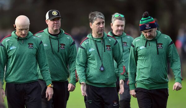Ballina Stephenites manager Niall Heffernan with some of his backroom team, from left: Eanna Casey, Paul Barrett and Brian (Fred) Queenan.	Picture: David Farrell Photography