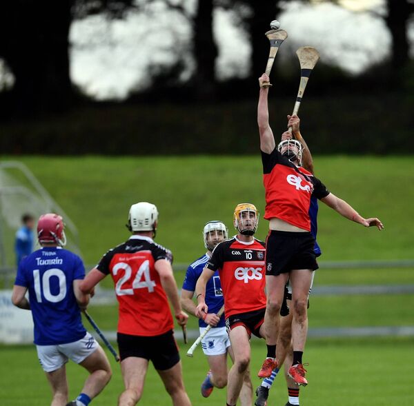 Patrick Kiely of Ballyhaunis blocks the sliothar in mid-air during Saturday's county final against Tooreen.