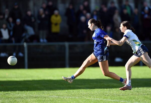 Nina Wallace of Claremorris scores a goal in the opening minute of the Connacht LGFA junior football championship final at Boyle last Sunday.