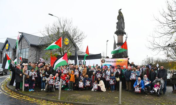 Participants in the Palestine Solidarity Demonstration held in Ballina on Sunday afternoon. Picture: John O'Grady Participants in the Palestine Solidarity Demonstration held in Ballina on Sunday afternoon. Picture: John O'Grady