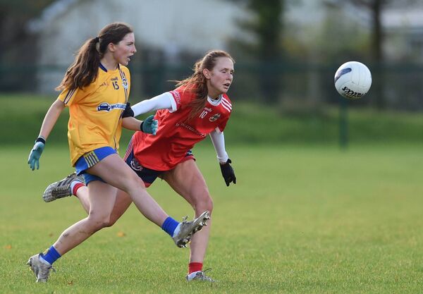 Ciara Durkan gets her pass away despite the close attention of Kilkerrin-Clonberne’s Olivia Divilly. 