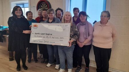 Seaside Crafters, Enniscrone, present cheque to North West Hospice