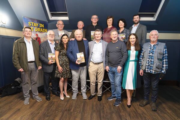 Castlebar businessman Oliver Kelleher pictured with family and friends at the launch of his new book, 'Stay in the Drain'. Picture: John Mee Photography