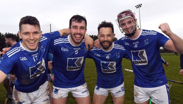 Smiles all round from Tooreen’s Fergal Boland, Daniel Huane, Stephen Coyne and Sean Kenny, as they celebrate their fifth Connacht title since 2017.