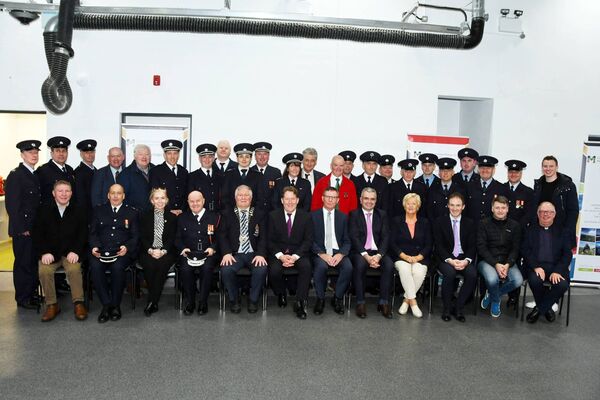 Minister for Housing, Local Government and Heritage Darragh O'Brien TD is pictured at the opening of the new fire station in Crossmolina with Minister of State Dara Calleary TD, Cllr Annie May Reape, Cllr Michael Loftus, Cllr Blackie Gavin, Alan Dillon TD, Cllr Jarlath Munnelly, Cllr Mark Duffy, Cllr John O'Hara, Tom Gilligan, Mayo Co Council, Joanne Grehan Mayo Co Council, Kevin Kelly, Chief Executive Officer, Mayo Co Council and fire crew members. 	Picture: John O'Grady Minister for Housing, Local Government and Heritage Darragh O'Brien TD is pictured at the opening of the new fire station in Crossmolina with Minister of State Dara Calleary TD, Cllr Annie May Reape, Cllr Michael Loftus, Cllr Blackie Gavin, Alan Dillon TD, Cllr Jarlath Munnelly, Cllr Mark Duffy, Cllr John O'Hara, Tom Gilligan, Mayo Co Council, Joanne Grehan Mayo Co Council, Kevin Kelly, Chief Executive Officer, Mayo Co Council and fire crew members. 	Picture: John O'Grady