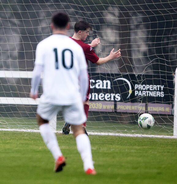 Mayo's Jamie Clarke (wearing 10) finds the net.