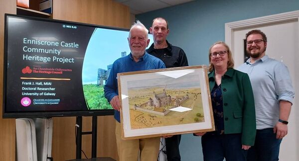 Pictured at the Enniscrone Castle Community Heritage Project presentation were from left; Paddy Tuffy, Michael Breen, Angela Wallace and Frank Hall.