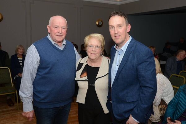 Tommy and Maureen Noone with music composer Michael Rooney at the opening of the Moy Hotel in Foxford in October 2022. Picture: Frank Dolan