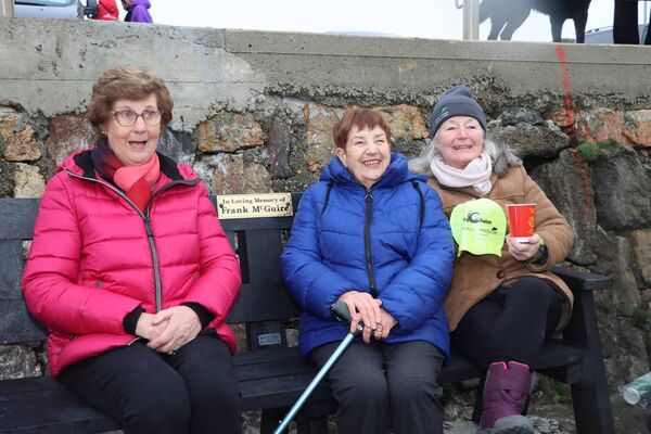 Three of the founding members of the Belmullet tidal pool facility, from left: Ann McGuire, Mary Maughan and Eva Reilly at the recent annual St Stephen's Day fundraising swim. They are seated on a bench in memory of Frank McGuire. Three of the founding members of the Belmullet tidal pool facility, from left: Ann McGuire, Mary Maughan and Eva Reilly at the recent annual St Stephen's Day fundraising swim. They are seated on a bench in memory of Frank McGuire.