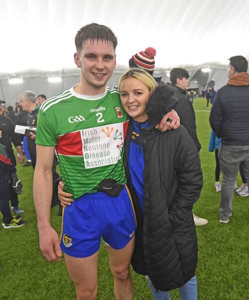 Knockmore's Aaron Timlin, who lined out for the Club All-Stars, with Marian Daire after the game.	Picture: Conor McKeown