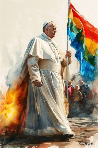 Pope Francis' recent sanctioning of blessings for same-sex couples while upholding doctrinal bans on gay marriage illuminates his predicament. Illustration: Conor McGuire