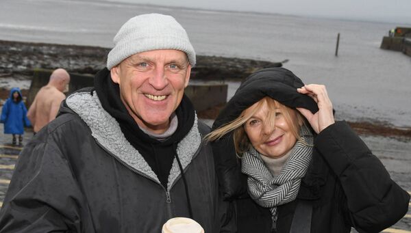 Pictured at the New Year's Day Swim at Enniscrone Pier were Aidan Higgins and Mariola Glodas. Picture: John O'Grady Pictured at the New Year's Day Swim at Enniscrone Pier were Aidan Higgins and Mariola Glodas. Picture: John O'Grady