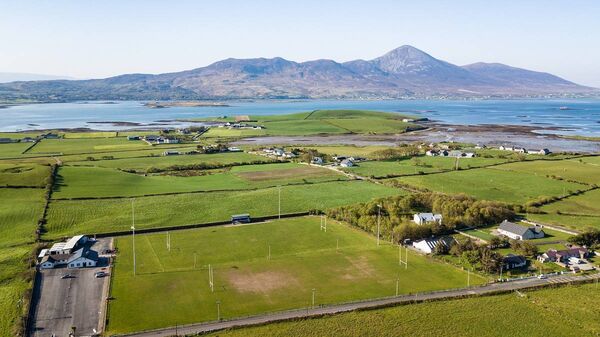 Westport Rugby Club in front of Croagh Patrick Mandatory Credit ©INPHO/Ben Brady Westport Rugby Club in front of Croagh Patrick Mandatory Credit ©INPHO/Ben Brady