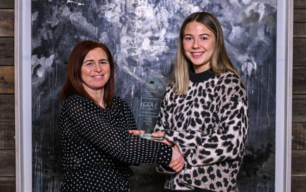 Lynsey Noone is presented with The Croke Park/LGFA Player of the Month award for December 2023 by Edele O’Reilly, Director of Sales and Marketing, the Croke Park at The Croke Park in Jones Road, Dublin. Lynsey Noone is presented with The Croke Park/LGFA Player of the Month award for December 2023 by Edele O’Reilly, Director of Sales and Marketing, the Croke Park at The Croke Park in Jones Road, Dublin.