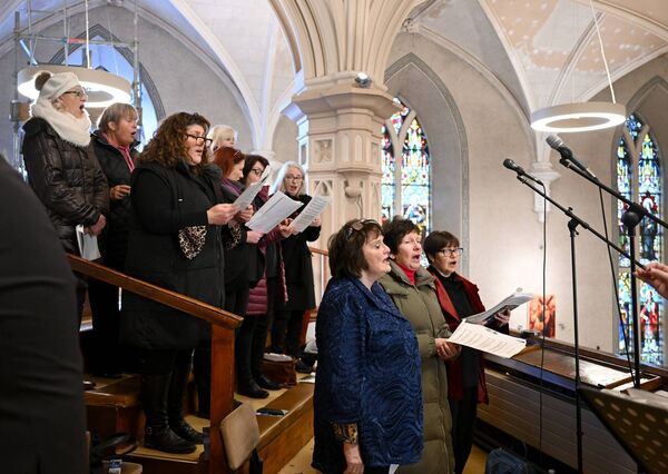 Members of the Moy Singers performing at the Funeral Mass for their great friend and former colleague Henry Wills.	Picture: Ray McManus/Sportsfile
                    