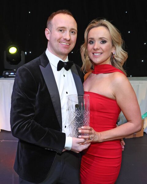 Íoseph O'Reilly of Castlebar Celtic with his wife Orla after he was presented with the Footballer of the Year award.	Picture: Michael Donnelly