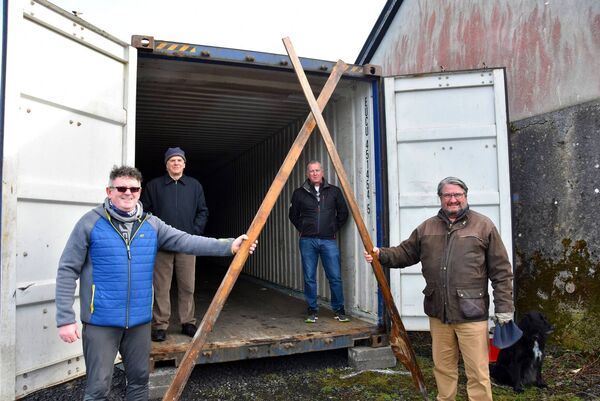 Ballina Rowing Club was founded in Oct 2020, installed a storage facility for their equipment on the Quay Ballina sponsored by Hollister. Included in picture are Pat O'Brien (Secretary), Christy McDonagh (Water Safety Officer), John Carroll (Assistant Chairman) and Johhny Raftery (Treasurer). Photo: John O'Grady.