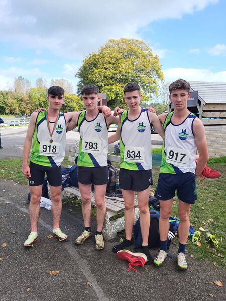 The Moy Valley AC boys who won the U18/Junior title at the Mayo Cross Country Championships.
