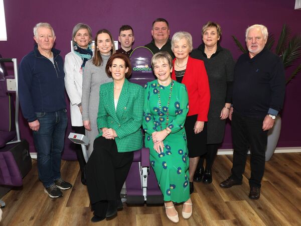 Minister Hildegarde Naughton with Cora Mulroy and, back row, from left: Shane Gilvarry, Veina Brett, Dympna Mulroy, David Brady, John Mulroy, Kay Mulroy and Michael Brett. Picture: Michael Donnelly