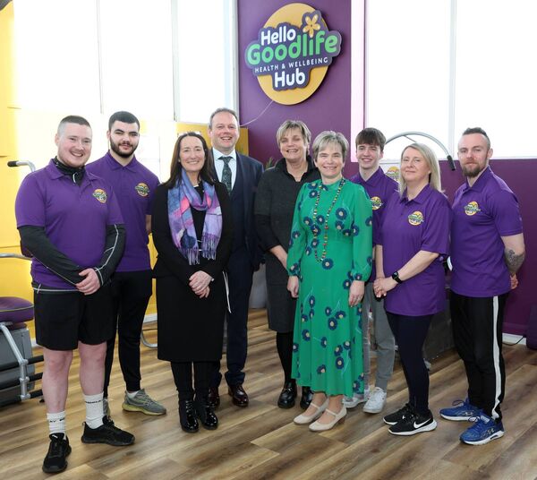 Staff and management of Hello Good Life Health and Wellbeing Hub with Martina Calvey and Seamus Davitt, of Hello Good Life Health and Wellbeing business, from left: James Ryan, Stefan Hester, Martina  Calvey, Seamus Davitt, Breda and Cora Mulroy, Sean Redmond, Helen Redmond and Jack Morahan. Picture: Michael Donnelly