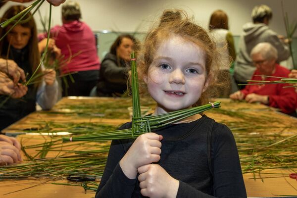 Katie Shannon Clarke with the St Brigid's Cross she made at a recent workshop at the National Museum of Ireland - Country Life, Turlough Park. Picture: Karen Cox