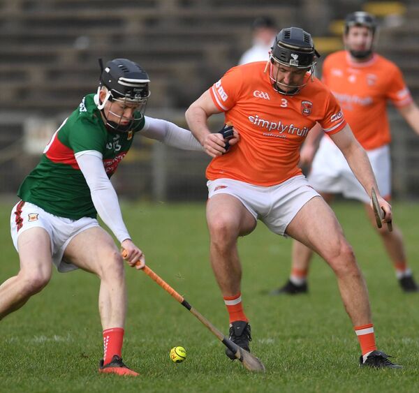 Mayo’s Oisin Greally and Armagh’s Tiarnan Nevin compete for the sliothar during Sunday's NHL Division 3A game at Hastings Insurance MacHale Park, Castlebar. Picture: David Farrell Photography Mayo’s Oisin Greally and Armagh’s Tiarnan Nevin compete for the sliothar during Sunday's NHL Division 3A game at Hastings Insurance MacHale Park, Castlebar. Picture: David Farrell Photography