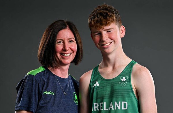 Seamus Clarke pictured with his mother Deirdre Gallagher. In 1996, she was the first Mayo person to qualify for an Olympic Games since the legendary Martin Sheridan in 1908 and the first Mayo woman ever. 
