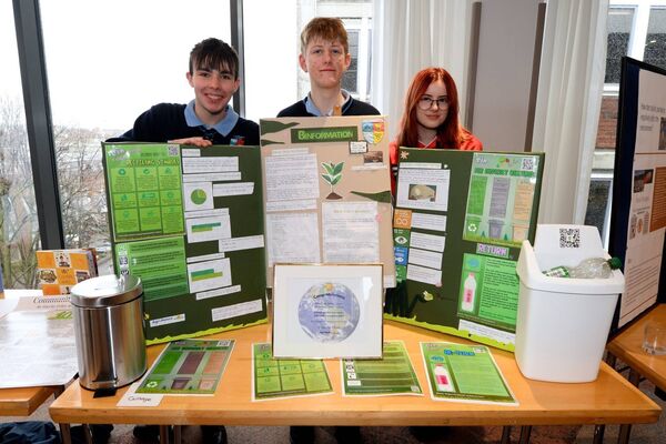 Ríán Reilly, James Carson and Heidi Verry with their project titled 'Binformation'.