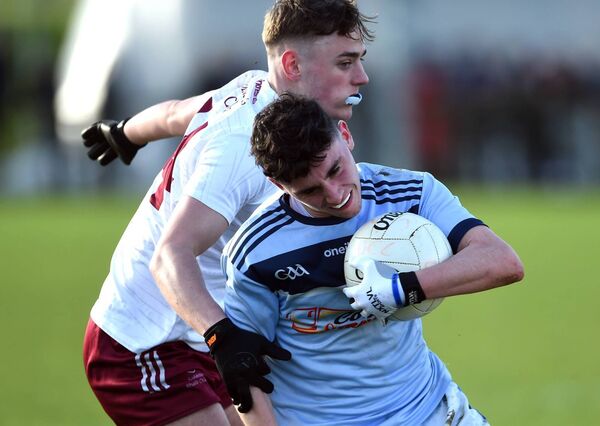 Corner-back Yousif Coghill breaks away from Colaiste Baile Chlair’s Stephen Curley during St Gerald's provincial title win last Sunday afternoon. Corner-back Yousif Coghill breaks away from Colaiste Baile Chlair’s Stephen Curley during St Gerald's provincial title win last Sunday afternoon.