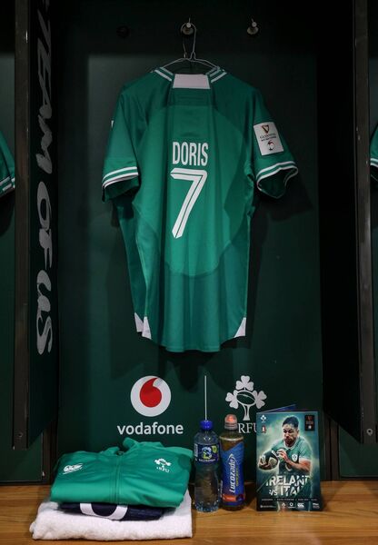 A view of Caelan Doris’ jersey ahead of the game. A view of Caelan Doris’ jersey ahead of the game.