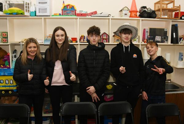 Pupils from Gaelscoil na gCeithre Maol, from left: Brooke Ní Chatasaigh, Grace Ní Chuinneagáin, Joe Ó Gormáin-Mac Cána, Donnacha Mac Cártaigh agus Darragh De Búrca.