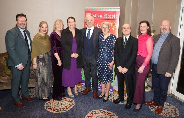 Lifetime Achievement award winner Christy McDonagh (centre) and wife Mairead at the Western People Mayo Sports Stars Awards with members of Grainne Uaile Sub Aqua Club, from left: Noel Kernan, Leslie Scheerer, Eleanor Loftus, Mary Caden, Ali Mobasser, Kathy McSharry and Conall Ó Domhnaill. Picture: Michael Donnelly Lifetime Achievement award winner Christy McDonagh (centre) and wife Mairead at the Western People Mayo Sports Stars Awards with members of Grainne Uaile Sub Aqua Club, from left: Noel Kernan, Leslie Scheerer, Eleanor Loftus, Mary Caden, Ali Mobasser, Kathy McSharry and Conall Ó Domhnaill. Picture: Michael Donnelly