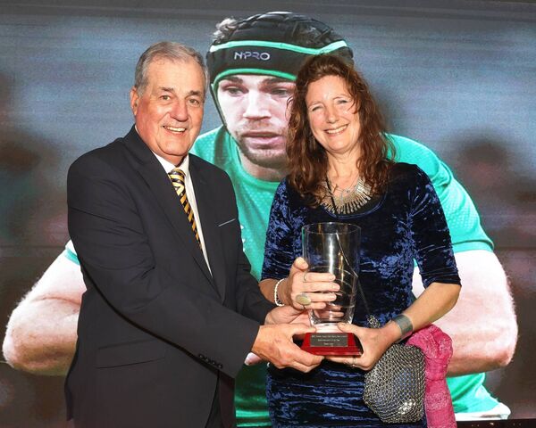 Rachel Sweetman accepts the Sports Personality of the Year award on behalf of Caelan Doris from special guest Ger Canning. Picture: Michael Donnelly Michael Donnelly Rachel Sweetman accepts the Sports Personality of the Year award on behalf of Caelan Doris from special guest Ger Canning. Picture: Michael Donnelly Michael Donnelly