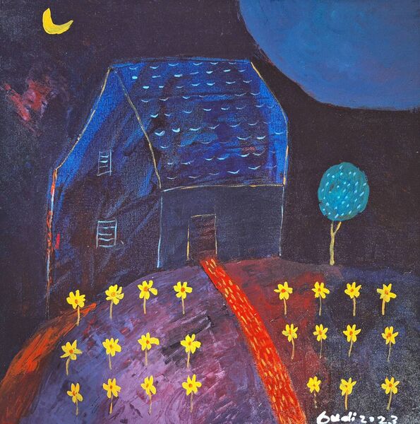 Budi Gugi's 'The Home I Knew Well', 60 x 60cm, acrylic on canvas. Budi Gugi's 'The Home I Knew Well', 60 x 60cm, acrylic on canvas.