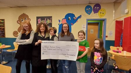 Local Notes: Clogher Environmental Group present cheque to Mayo Autism Camp
