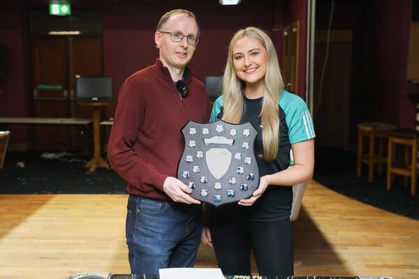 Kieran Gallagher (Mayo Pool Association) with ladies winners Edina Mulrennan.