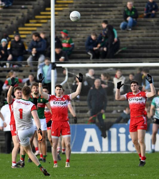 Mayo goalkeeper Colm Reape finds the posts. Picture: David Farrell Photography 