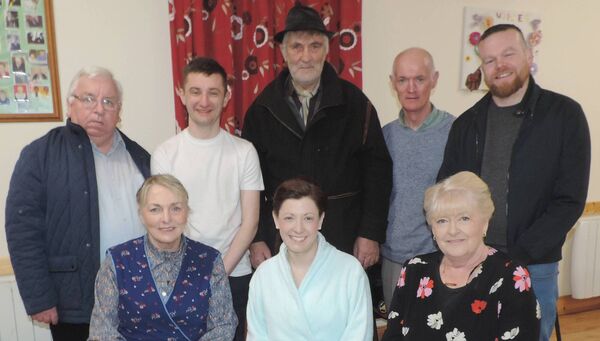 The Cast of the Year of the Hiker a play by John B Keane which was held in Kilmovee Community Centre were back l/r John Caulfield (producer), Jamie Hunt (Simie Lacey), Tom Gordon (Hiker Michael Lacey), Larry Frain (Joe Lacey), and Kevin Coleman (Dr William Dolly). Front L/R Winifred Gallagher (Freda Kelly), Aisling Sloyan (Mary Lacey), and Kathleen Moran (Kate Lacey), Pic James Hunt Photography. The Cast of the Year of the Hiker a play by John B Keane which was held in Kilmovee Community Centre were back l/r John Caulfield (producer), Jamie Hunt (Simie Lacey), Tom Gordon (Hiker Michael Lacey), Larry Frain (Joe Lacey), and Kevin Coleman (Dr William Dolly). Front L/R Winifred Gallagher (Freda Kelly), Aisling Sloyan (Mary Lacey), and Kathleen Moran (Kate Lacey), Pic James Hunt Photography.