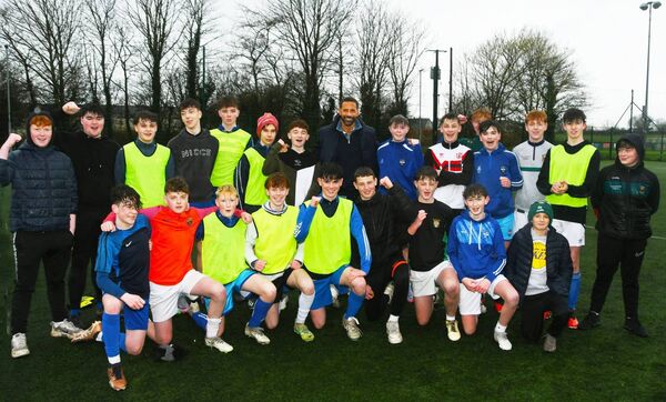 Youth players of Ballina Town FC were delighted to take on board some words of wisdom from Rio Ferdinand. Picture: John O'Grady Youth players of Ballina Town FC were delighted to take on board some words of wisdom from Rio Ferdinand. Picture: John O'Grady