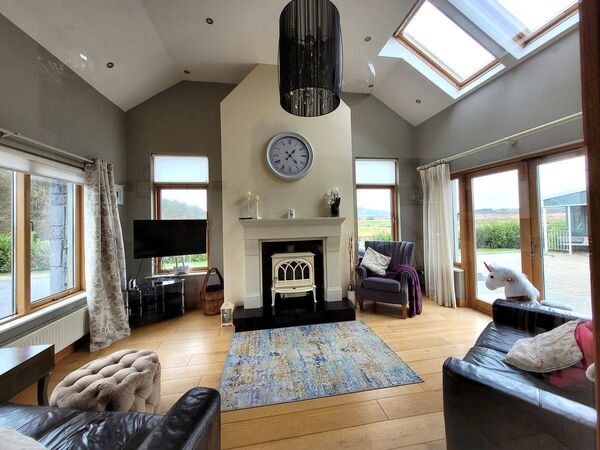 The bright living room in the house The bright living room in the house