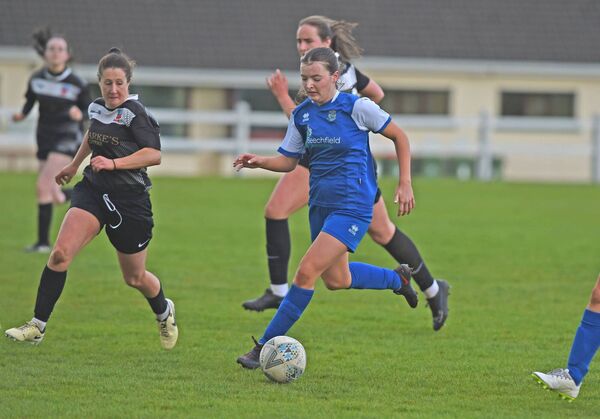 Manulla's Katie Gibbons on the attack. Picture: Conor McKeown