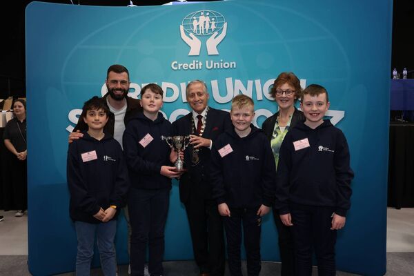 The members of The Quay National School Under 13 team which were joint runners-up in the 2024 All-Ireland Credit Union Schools' Quiz Finals. 