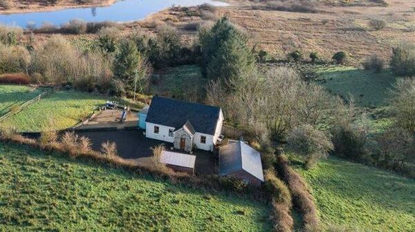 An aerial view of the house and site at Coogue MIddle, Ballyhaunis