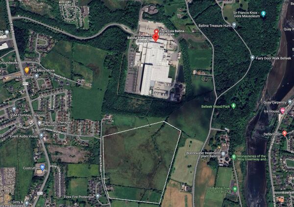 The location of the proposed solar farm is outlined in white on the above map