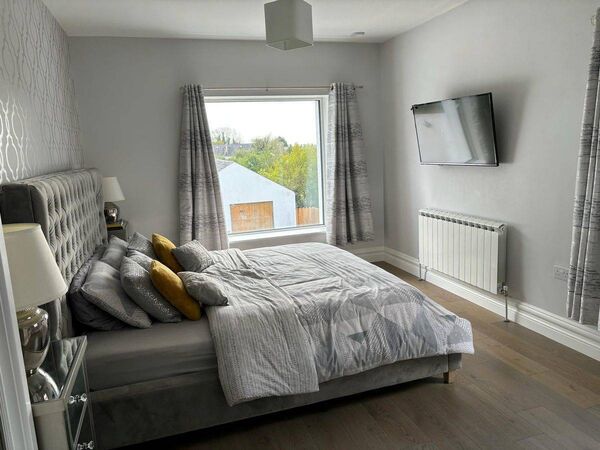 A double bedroom at the house, which is centrally located in Kiltimagh