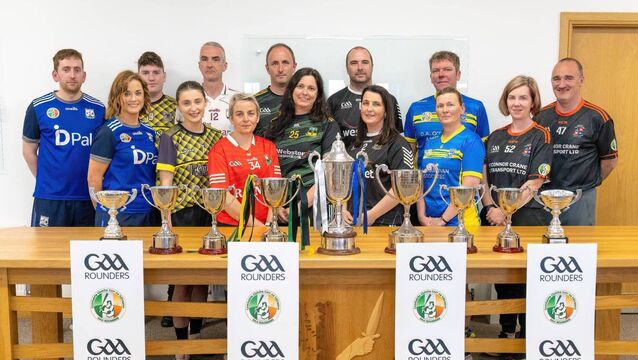 <p>At last week's Connacht Rounders launch were, back row, from left to right: Mark Jennings (Breaffy), Cathal Crevan (Galway City Rapparees), Kieran Shaughnessy (Athenry), Sean Bailey (Michael Glaveys), Tommy Hoban (Kilmeena), Bernard Trench (Mayo Gaels) and Jim McLoughlin (Elphin). Front row, from left: Paula Doherty (Breaffy), Clodagh Naughton (Galway City Rapparees), Lynda Hession (Garrymore), Katharina Bailey (Michael Glaveys), Noleen Coughlan (Kilmeena), Denise Duggan (Mayo Gaels) and Denise Carroll (Elphin). </p>